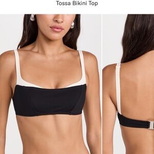 Reformation Tossa Black and White Bikini Top
